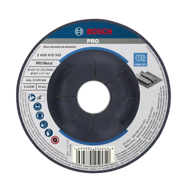Disco Desbaste Metal 115x6mm Bosch - 2608619743